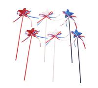 CHICAMPERA 6pcs Independence Day Star Picks Lightweight Red White Blue Patriotic Decorations with Bowknot for July Table Centerpieces and Flower Buckets for Indoor and Outdoor Celebrations