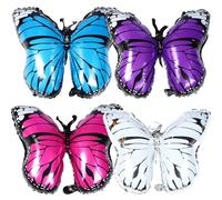 CHICAMPERA 8Pcs Giant Colorful Butterfly Aluminum Foil Balloons Party Decorations for Wedding Birthday Shower Multi-color with Blue Silver Purple Rose Red for Indoor Outdoor Events and Photo