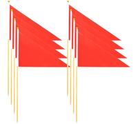 CHICAMPERA 8pcs Red Triangle Marker Flags with Bamboo Stakes for Construction and Lawn Survey, Single-sided Safety Flags for Yard, Garden, Irrigation, and Dog Training Use