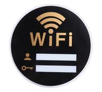CHICAMPERA Acrylic WiFi Password Sign with Strong Self-Adhesive Sticker for Restaurant and Home Use, Black WiFi Code Reminder Wall Plaque with Sturdy Material