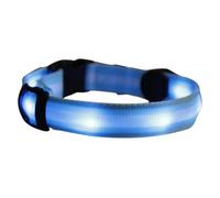 CHICAMPERA Adjustable Blue LED Pet Collar for Dogs with Three Working Modes, Sturdy Nylon and Hard Plastic Material, for Night Safety and Walking, Size 35-55cm, Includes 2 Button Cells
