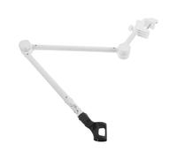 CHICAMPERA Adjustable White Microphone Arm Stand Metal Boom Desk Holder with Clip and Plastic Base 360° Rotatable for Studio Recording and Live Streaming