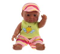 CHICAMPERA African American Reborn Doll Soft Full Vinyl Body Realistic Mini Collectible for Portable Lifelike Newborn Doll