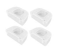 CHICAMPERA Anti-Spill Bird Feeder Set 4Pcs with White Flip Lid for Indoor Aviary Pigeon and Parrot Feeding Cups Space-Saving Hanging Design