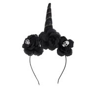 CHICAMPERA Black Halloween Skull Flower Unicorn Headband, Cloth Material with Unique Atmosphere, for Stage or Party Decoration, Womens Halloween Hair Accessories