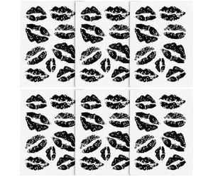 CHICAMPERA Black Lip Prints Temporary Tattoo Stickers on Paper 6 Sheets Safe and Comfortable to Use, Eye-catching Design Trendy Body Tattoos for Outfits and Occasions for Women