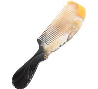 CHICAMPERA Black Ox Horn Pocket Comb Scalp Massage Function, 20x5-5.5cm Handheld Non-static Hairdressing Scraping Comb for Long Hair Care and Styling Random Color Random Color