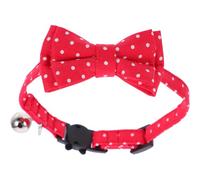 CHICAMPERA Bow Tie Collar and Anti-lost Dog Red Adjustable Cotton with Bell, Skin-friendly Pet Accessory Adorable Bow Design for Special Days and Festivals for Small Dogs