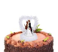 CHICAMPERA Bride Groom Cake Topper Wedding Couple Figure Resin Ornament Heart Shape Dessert Table Decor for Wedding and Engagement Random Color