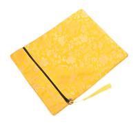 CHICAMPERA Buddhist Scriptures Book Pouch Yellow Brocade Document Organizer Bag for Bible Quran with Spiritual Motif and Portable Handle for Religious Text Storage
