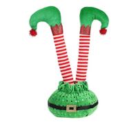 CHICAMPERA Christmas Elf Leg Decoration in Green for Home Decor, Hand-painted Delicate Ornament Made of Chemical Cloth and Pp Cotton, Festival Table Decoration for Christmas Party and Indoor