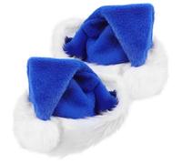 CHICAMPERA Christmas Hats Reusable Fabric Santa Headpieces 2pcs Blue for Adults with Ball Shape Environmentally Friendly Holiday Accessories for Themed Parties and Cosplays