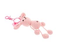 CHICAMPERA Crochet Pig Plush Keychain with Multiple Accessories for Car Interior Decor, Soft Fluffy Pendant for Kids and Women, Cute Rearview Mirror Hanging Ornament