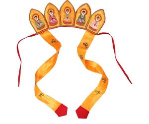 CHICAMPERA Decorative with Adjustable Fit and Comfortable Wear with Intricate Floral Patterns Monk Hat Lightweight Cloth Material for Buddhist Themed Stage Plays and Film Productions