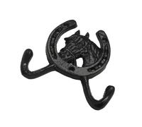 CHICAMPERA European Style Cast Iron Horse Head Horseshoe Double Wall Hook Sturdy Hanger for Coats Hats Towels Keys Entryway Bathroom Bedroom Storage Organizer