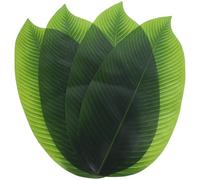CHICAMPERA Faux Banana Leaves Artificial 4Pcs Leaf Placemats Made of Sturdy Rubber Cloth for Tropical Party and Food Presentation Settings