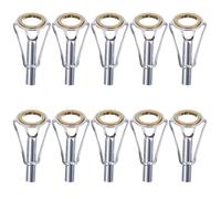 CHICAMPERA Fishing Rod Guide Rings Subsection Repairing in for 10pcs Portable Lightweight Stainless Steel Homemade Rod DIY, Sturdy Fishing Tool Accessories Golden and Silver