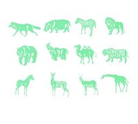 CHICAMPERA Fluorescent Animal Shape Wall Decals 60Pcs Glow in Dark Stickers for Room Playroom Decoration