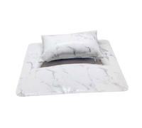 CHICAMPERA Foldable White Marble Nail Art Hand Rest and Manicure Table Mat with Wrist Support Nail Polish Resistant Surface Comfortable Salon Hand Pillow for Steady and Dust Protection