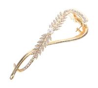 CHICAMPERA Golden Alloy Hair Barrette for Women with Elegant Wheat Design and Versatile Decoration Stylish Pearl Hair Clip Securely Holding Hairstyle for Weddings and Daily Wear
