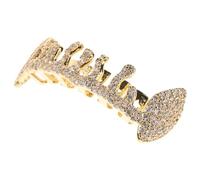 CHICAMPERA Golden Copper Clip on Tooth Grill Cap with Irregular Shape and Dazzling Effect for Men, Comfortable Hip Hop Teeth Jewelry for Rapper Accessories and Instant Smile