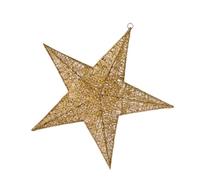 CHICAMPERA Golden Iron Pentagram Star Pendant, Christmas Hanging Decoration 30cm Shiny Christmas Tree Ornament for Party and Festival Indoor Home Decor
