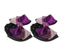 CHICAMPERA Hair Bun Cover Net for Daily Hair Decorating Occasions and Work 2pcs with Three-layer Bow Fabric and Metal Material, Stable Wearing and Not Easy to Fall for Women