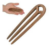 CHICAMPERA Hair Fork Clip Stick Wooden with Three Teeth, Khaki Chinese Hairpin Side Comb for Women, Suitable for Hair Buns and Updos