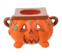 CHICAMPERA Halloween Pumpkin Tissue Holder Resin Napkin Box Dispenser with Smooth Tissue Access and Desktop Organisation, Jack-o'-Lantern Shaped Orange Decor for Living Rooms and Halloween