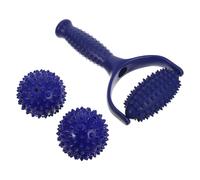 CHICAMPERA Handheld Muscle Massager Roller with 2 Blue Abs Balls for Effective Massages and Relieving Tension, Portable Design for Neck and Arms, for Office Use and Easy to Carry in Your Bag