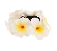 CHICAMPERA Hawaiian Plumeria Flower Hair Ties Elastic Ponytail Holders for Women Boho Hair Accessories Festival Wedding Beach Vacation White Foam Floral Garland