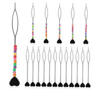 CHICAMPERA Heart-shaped Hair Beaders for Braids 18pcs Set 6 Beaded and 12 Plain Quick Beaders Hair Pull-through Tools for Girls and Women Ponytail Styling Accessories