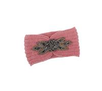 CHICAMPERA Knitted Woolen Yarn Headband for Women Pink Flower Pattern Minimalist Hair Wrap Protect Hair from Wet Face Washing Assistant