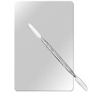 CHICAMPERA Makeup Mixing Plate Compact Lightweight Design Stainless Steel with Spatula for Pigment Blending and Foundation and Nail Coloring for Professional Makeup Artists