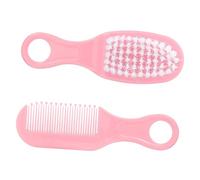 CHICAMPERA Massage Comb and Soft Brush Kit for Newborns Pink Anti-Static Circular Tooth Boy Girl Grooming Essentials for Safe and Gentle Care