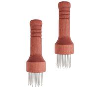 CHICAMPERA Meat Tenderizer Needles Pork Pounding Tool with Wooden Handles 2 Pcs Stainless Steel Meat Softening and Tenderizing for Home Kitchen
