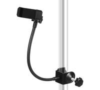 CHICAMPERA Metal Phone Holder for Mic Stand with Universal Compatibility, Versatile Usage, Adjustable Rotating Clip, for Watching Movies and Recording, Black Phone Mount