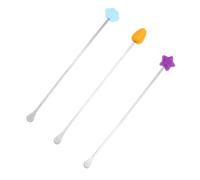 CHICAMPERA Milk Powder Stirring Stick Silicone Mixing Rod Long Handle Baby Milk Mixer for Formula Preparation 3pcs Set with Cartoon Handles for Infant Feeding