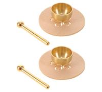 CHICAMPERA Mini Brass Singing Bowl Set with Metal Mallet and Nonwoven Pad 2 Sets Unique Om Singing Bowl for Relaxation and Stress Relief, for Work and Vacation Meditation