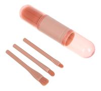 CHICAMPERA Mini Makeup Brush Travel Set for Women, 4in1 Portable Pink Makeup Brushes with Cover, Artificial Fiber and Metal Material, Convenient on The Go Touchups and Eyeshadow
