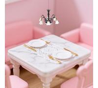 CHICAMPERA Miniature Ceiling Chandelier Lamp Black with White Light, Tiny House Pendant Lighting for Dollhouse and Model Display, Miniature Ornaments Accessory for Living Room Decor