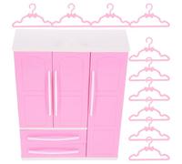 CHICAMPERA Miniature Doll Wardrobe with Mini Clothes Hangers Doll Closet Organizer for Dresses Tops Pants Furniture Accessory