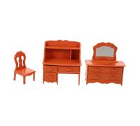 CHICAMPERA Miniature Makeup Table Dollhouse Furniture Accessories Intricate Dollhouse Vanity Dressing Table with Stool and Mirror Portable Mini Dresser Model for Bedroom Decoration and