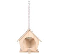 CHICAMPERA Parakeet Wooden Bird House with Perch Stand and Hanging Swing Spacious Solid Wood Nesting Box for Small Birds Budgies Lovebirds Cockatiels Outdoor Garden Habitat