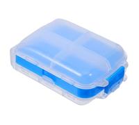 CHICAMPERA Portable Foldable Pill Organizer Box with 8 Compartments and Triple Layer Design, Leakproof Plastic Daily Medication Storage Case for Purse and Pocket Use in Blue
