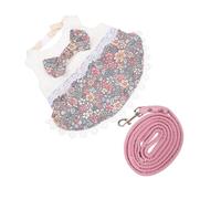 CHICAMPERA Rabbit Costume Leash Full Lace Dress Floral Pattern for Pet Bunny M Size Indoor Use Photography Accessory