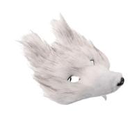 CHICAMPERA Realistic Half-face Wolf Mask for Adults, White Polyester Material Matte Finish and Lifelike Texture, Comfortable Fit Fits Most Adult Head Sizes, for Halloween and Wolf Themed