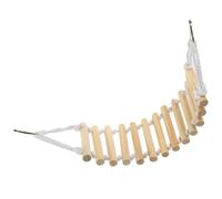 CHICAMPERA Reptile Cage Decoration Beige Wood Material with Rope Bridge Wooden Reptile Ladder that Improves Motor Skills, Suitable an Interesting Climbing for Small Pets and Frogs