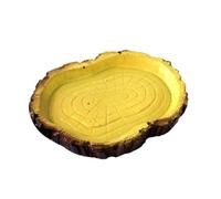 CHICAMPERA Resin Reptile Food Holder Lizard Food Bowl with Pattern Simulation Tree Bark 4.72x3.54x0.47in for Pets Cage Suitable for Turtle Snake Friends Or Family with Reptiles Random Color