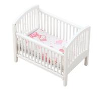 CHICAMPERA Scale Wooden Doll Crib Vintage Miniature Dollhouse Furniture White Craft Accessory for DIY Scenes Safe Sturdy Design for Dolls House Play